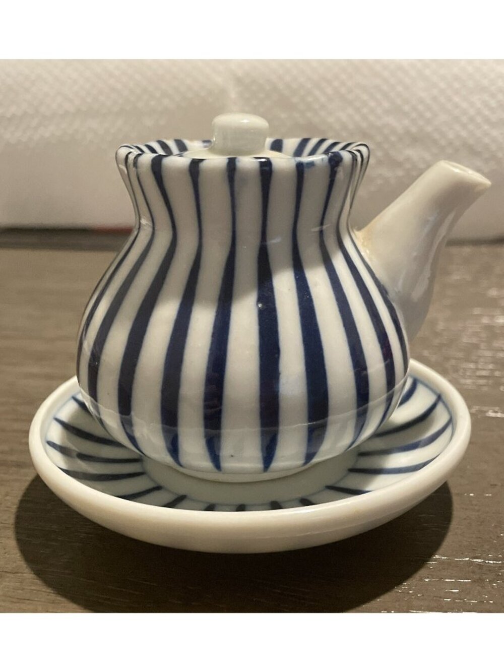 Tea Pot or Pitcher Japan Kasuga Ware Small Miniature with Lid, Saucer Vintage